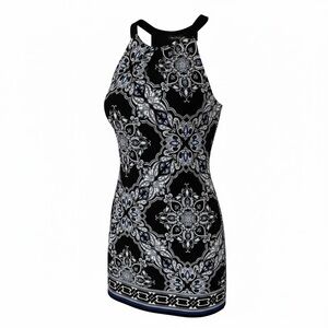 White House Black Market cut in print shift with keyhole in front.  Size L.  NWT